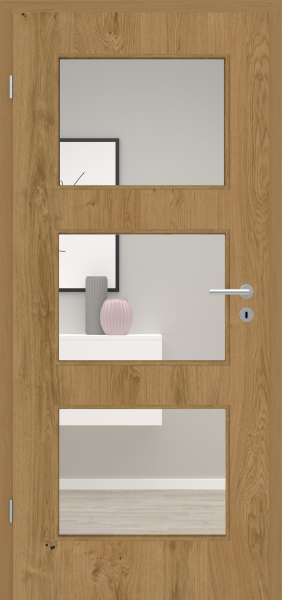 Zimmertür Echtholz Furnier Asteiche Natur mit Lichtausschnitt 003